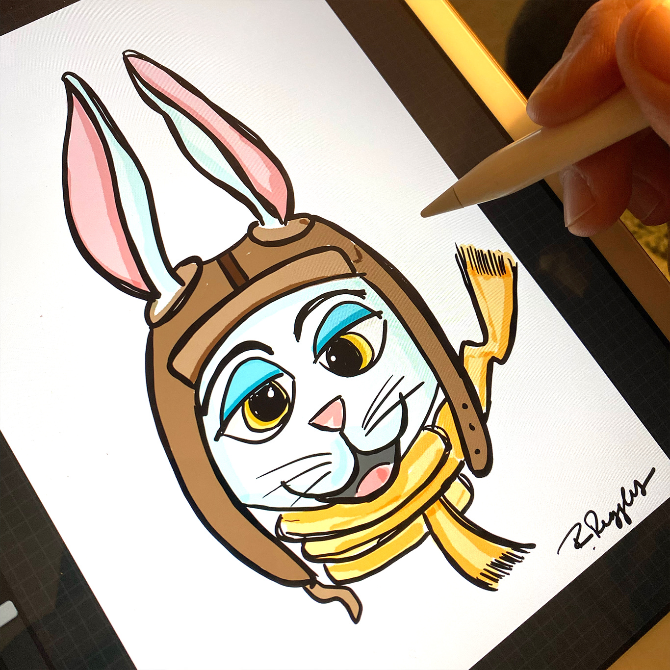 Rebecca Ruggles - Drawing of Amelia Aviator Bunny
