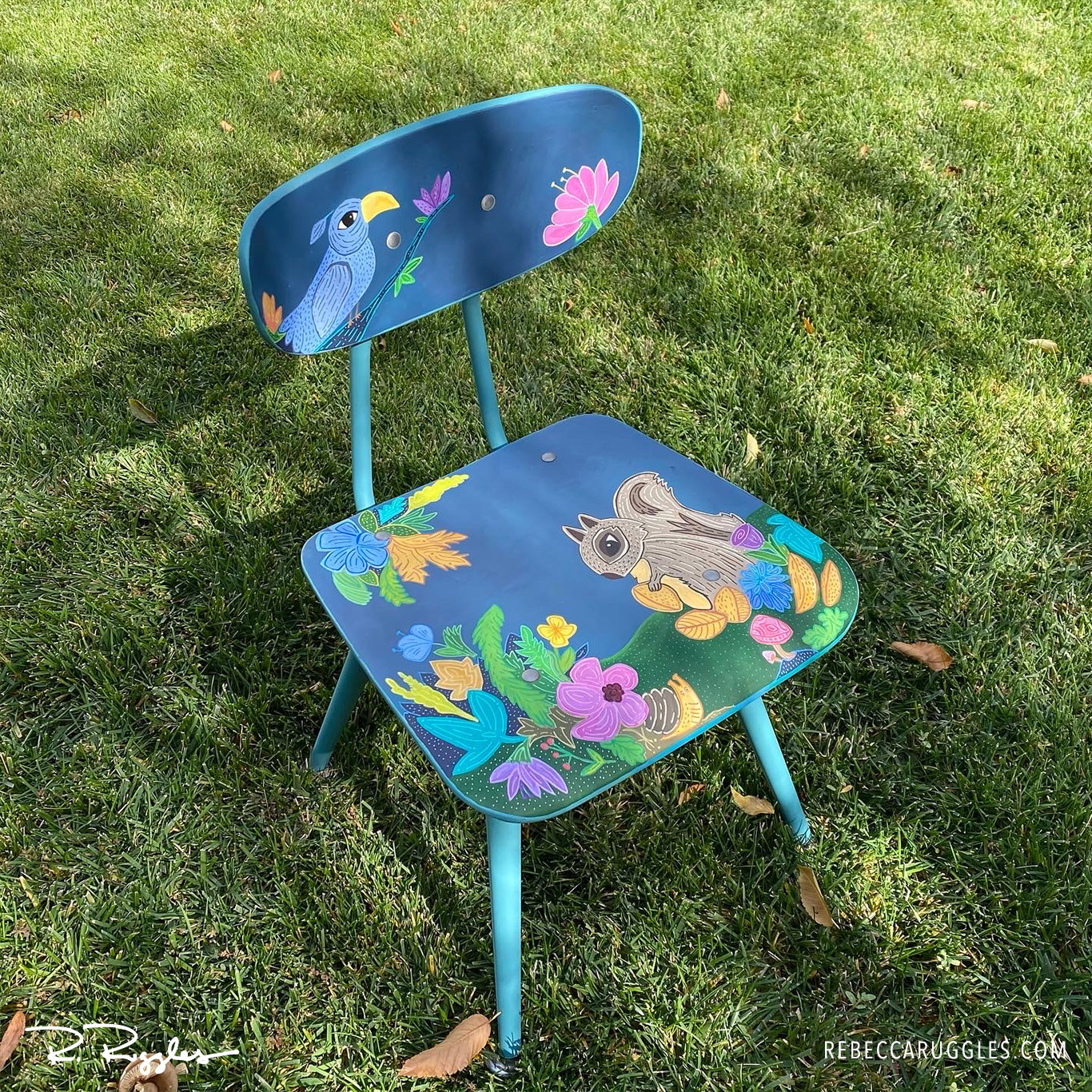 Painted art chair project by artist Rebecca Ruggles