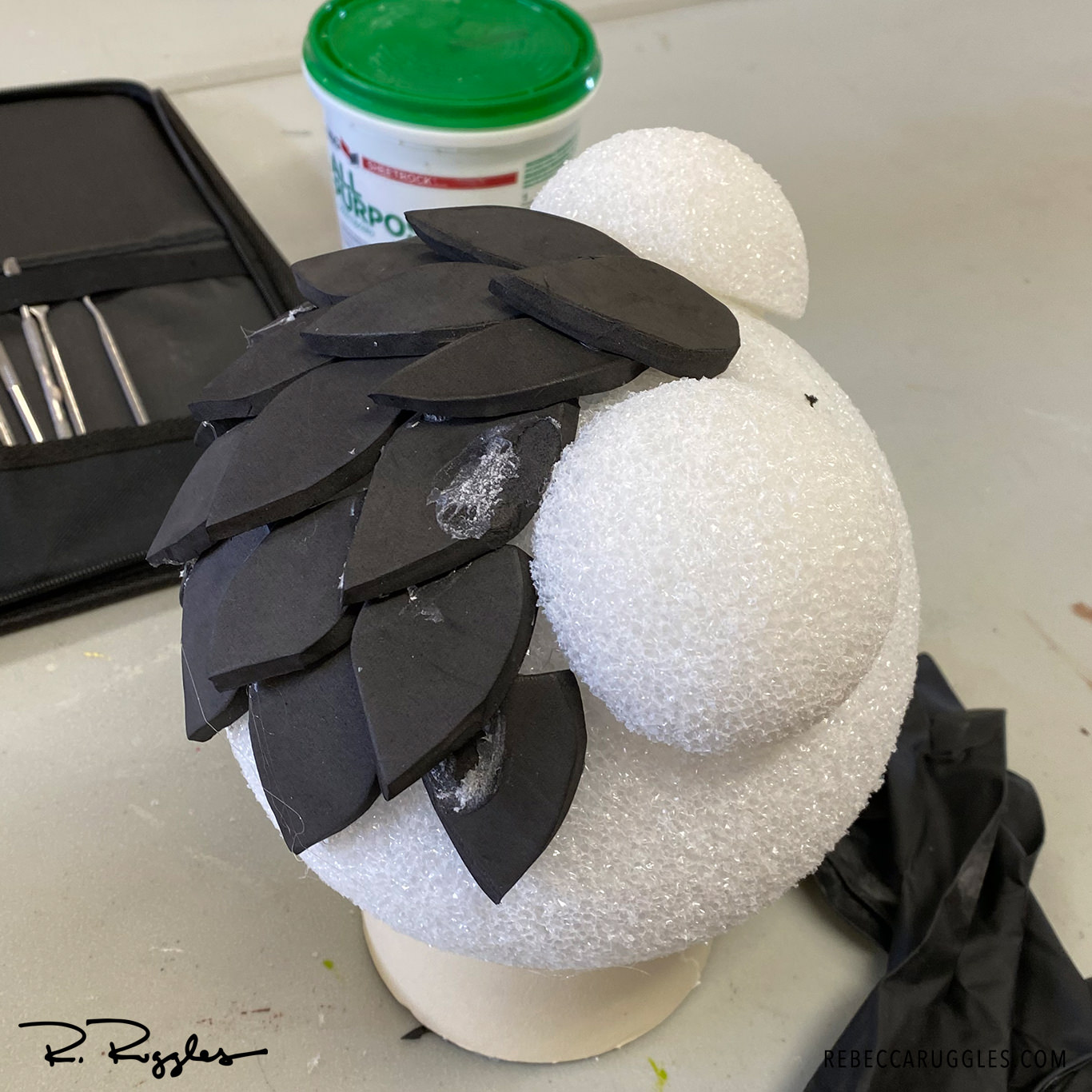 Styrofoam ball and EVA foam armature.