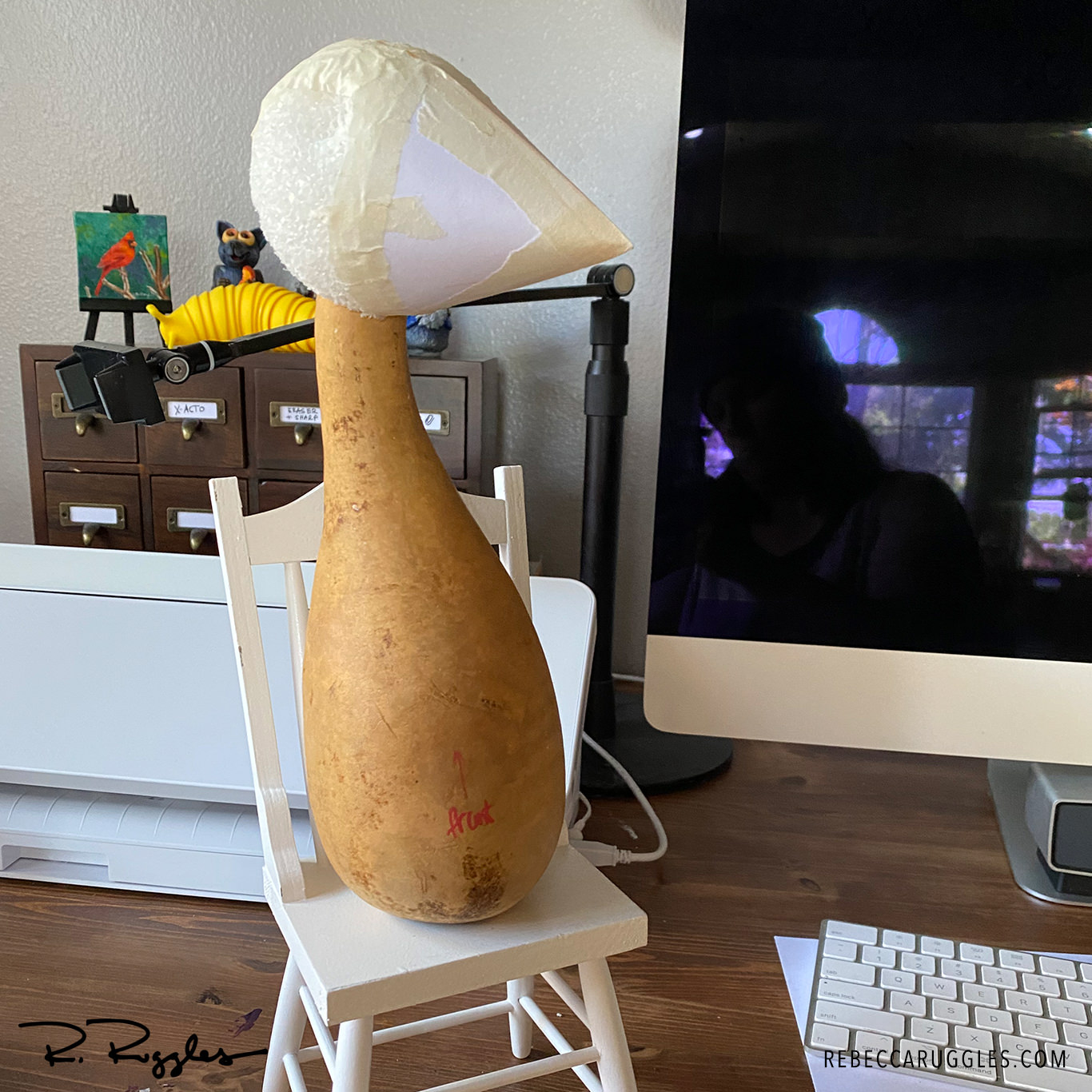 Using a gourd and foam ball as an armature.