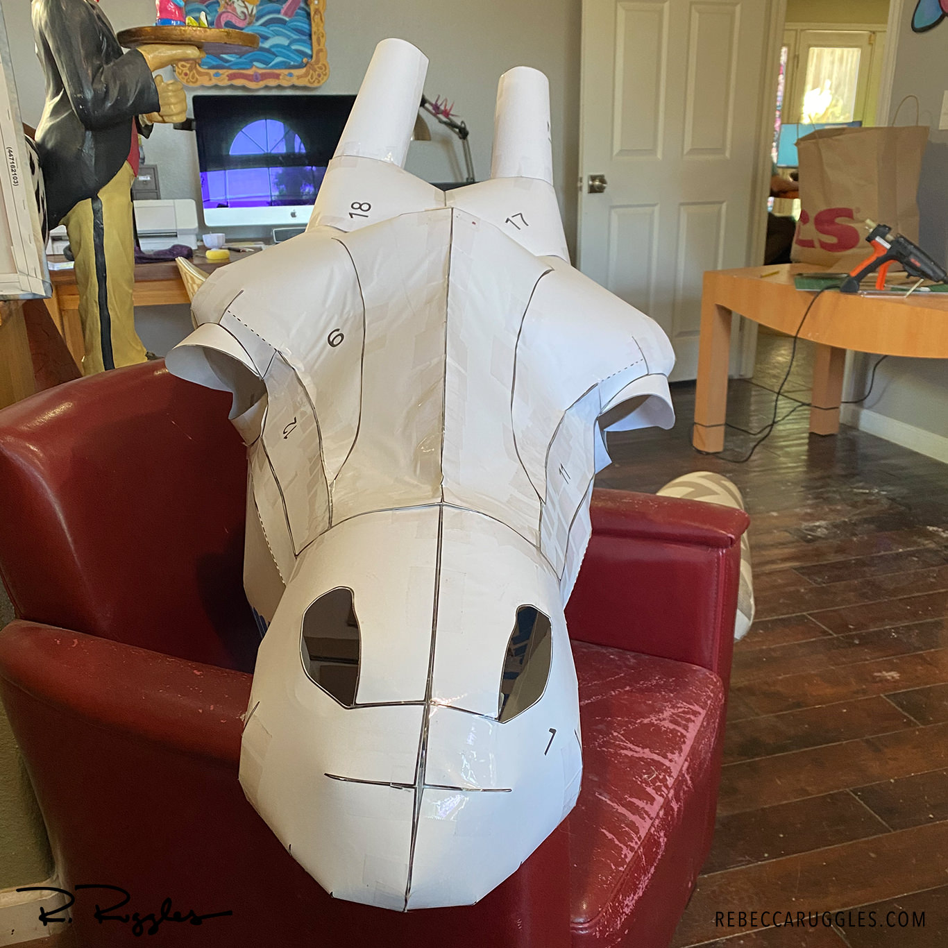Firming things up on the Giraffe head.